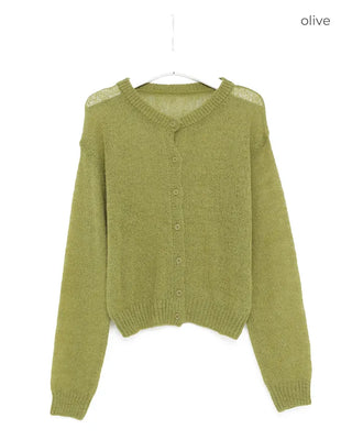 Round neck alpaca knit cardigan