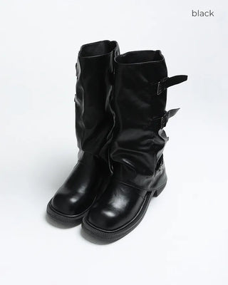 Buckle mid-calf boots