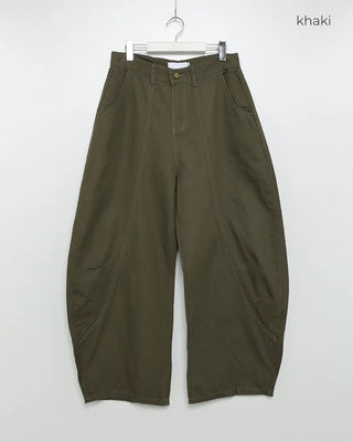 Side Yoke Wide Cotton Pants
