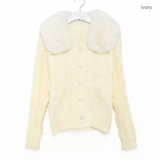 Fur cropped cardigan