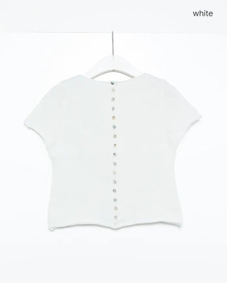 Shell button short-sleeved cardigan