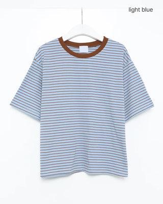 Dumble-processed striped T-shirt