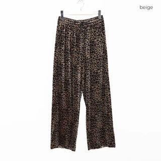 Leopard velvet elastic waist pants