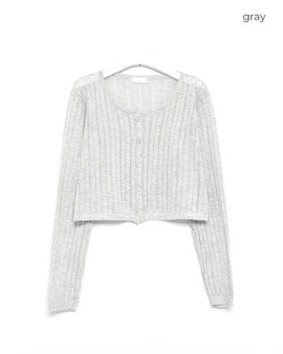 Perforated Cropped Cardigan
