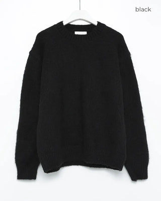 (Unisex) Wool Blend Round Neck Hairy Knit