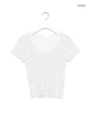 Polka Dot Ribbon Short-Sleeved T-Shirt
