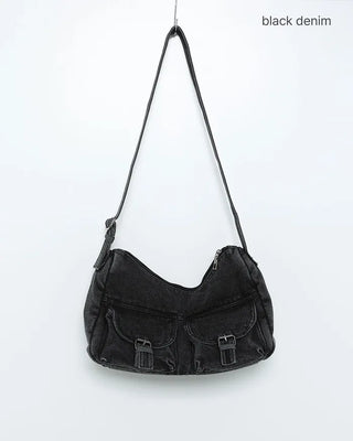 2-Pocket Denim Shoulder Bag