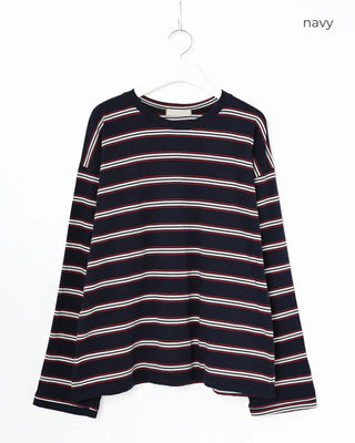 Striped long-sleeved cut and sew