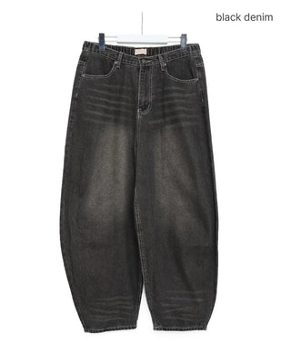 (UNISEX) Double Washed Balloon Denim Pants
