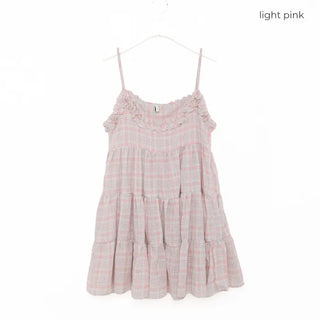 Checked tiered mini dress
