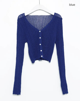 V-neck sheer slim-fit cardigan