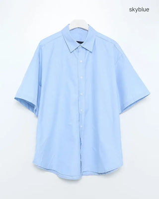 (Unisex) Oxford Overfit Half Sleeve Shirt