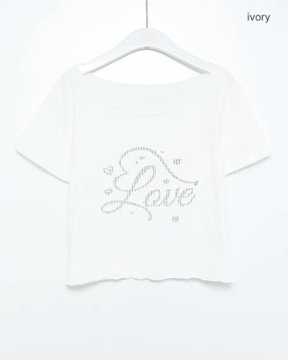 Love Lettering Pixel One-Shoulder T-Shirt