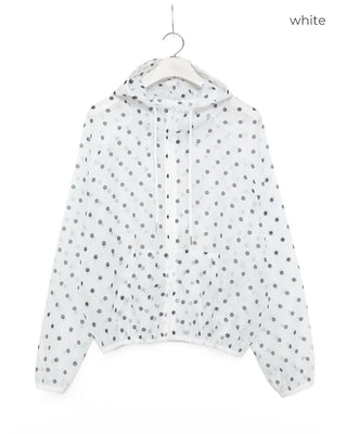 Loose-fit polka dot hooded zip-up