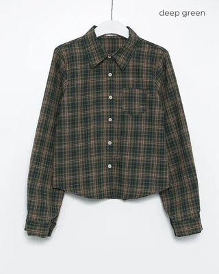 One-pocket semi-cropped tartan check shirt