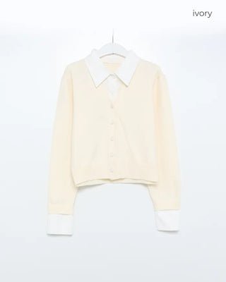 Layered shirt with knit accents