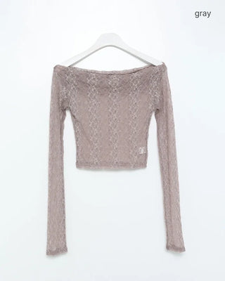 Lace sheer off-shoulder