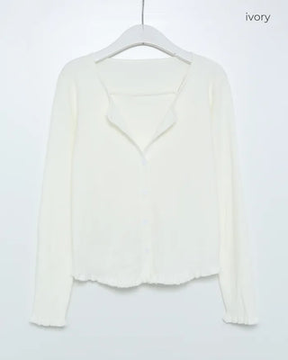 Knit frill camisole & cardigan set