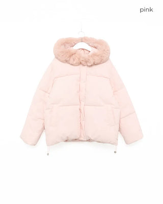 Fur-hooded down jacket