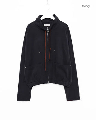 Drawstring high-neck zip-up jacket