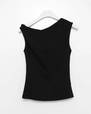 Asymmetrical Boat Neck Sleeveless T-Shirt