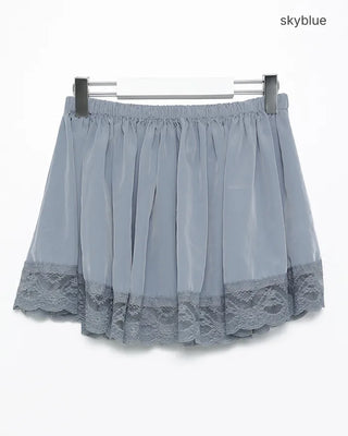 Wide lace hem mini flare skirt