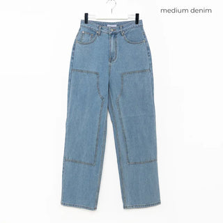 Double-knee denim pants