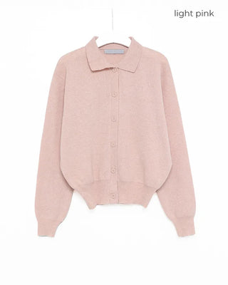 Colored neck knit cardigan