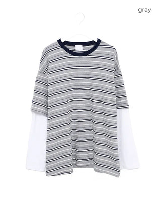 (Unisex) Striped Layered T-Shirt