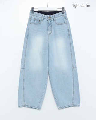 Side-point tapered denim pants