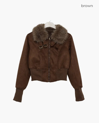 Layered Fur Mouton Jacket