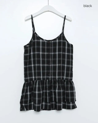 Checked sleeveless bustier