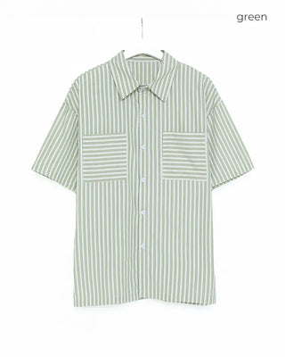 Oversized Striped Pocket Shirt