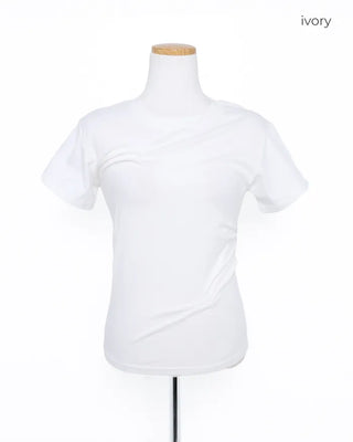 Unique pintuck semi-cropped French T-shirt