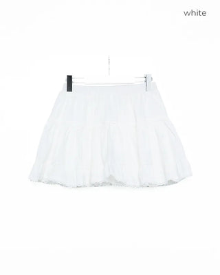 Tiered lace ruffle mini skirt