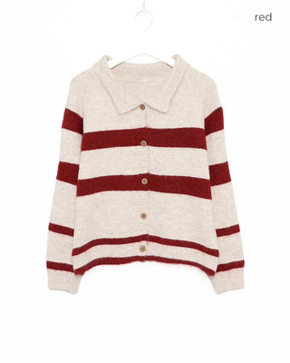 Striped knit cardigan