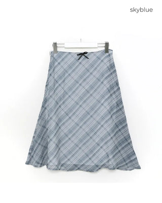 Chiffon check midi skirt