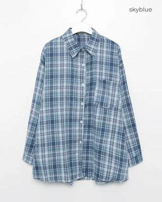 Loose-fitting big check shirt