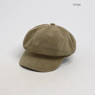 Simple suede newsboy cap