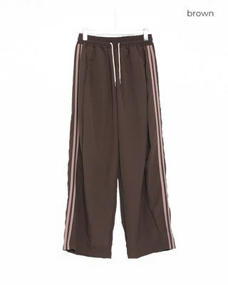 Nylon two-tone elastic waist pants