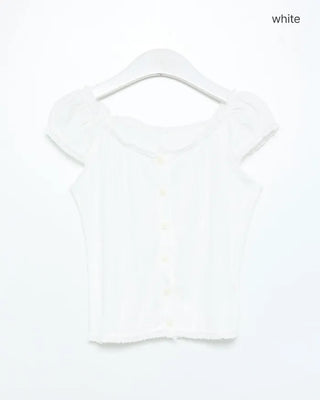 Shirred lace blouse