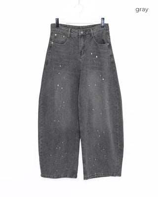Painted balloon denim pants