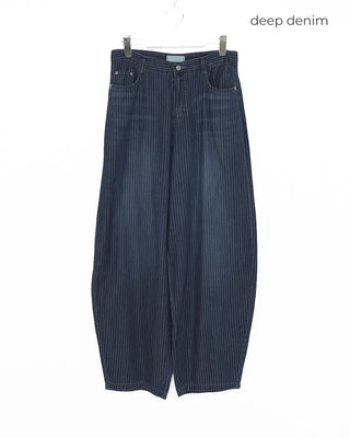 Balloon Fit Striped Denim Pants