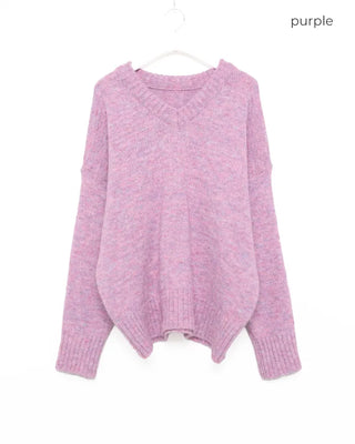 Colorful V-neck loose-fit knit