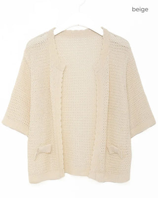 Ribbon Half-Sleeve Cardigan