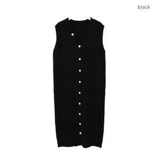V-neck sleeveless long cardigan dress