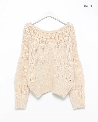 Bateau Neck Punching Point Sweater