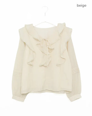 Frilled ribbon blouse