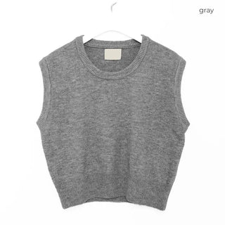 (Unisex) Basic Round Knit Vest