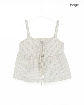 Two-way check sleeveless blouse